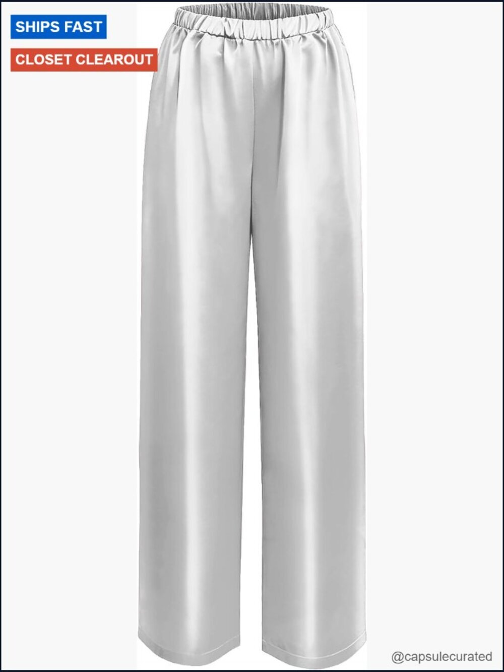 Casual Elastic High Waisted Wide Leg Satin Pants Women